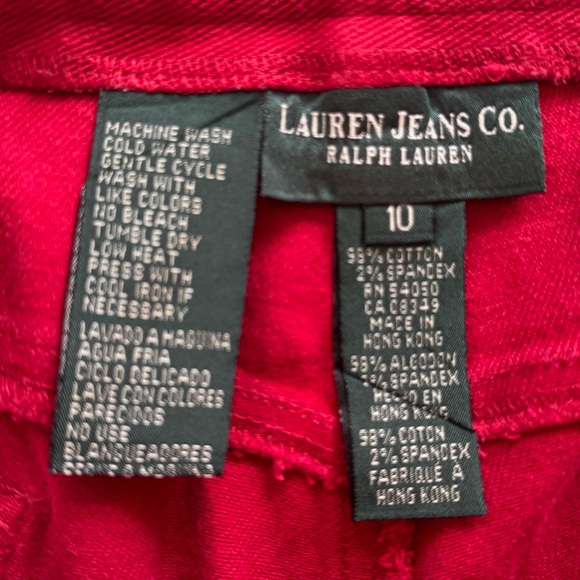 Vintage Lauren Ralph Lauren Red Denim Jeans Sz 10 Original Green Label EUC - Picture 4 of 7